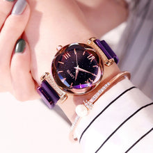 Load image into Gallery viewer, Buckle Vibrato Purple Ladies Wristwatch 2019 New Starry Sky Roman Numeral Gift Clock