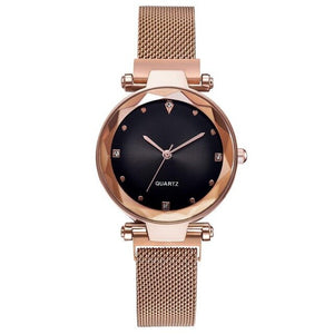Luxury Rose Gold Women Watches Starry Sky Magnetic Female Wristwatch