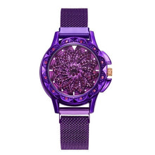 Load image into Gallery viewer, Women Mesh Magnet Buckle Lucky Flower Watch 360 Rotated