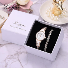 Load image into Gallery viewer, 2 PCS Set Lvpai Watch Women Rose Gold Diamond Watch